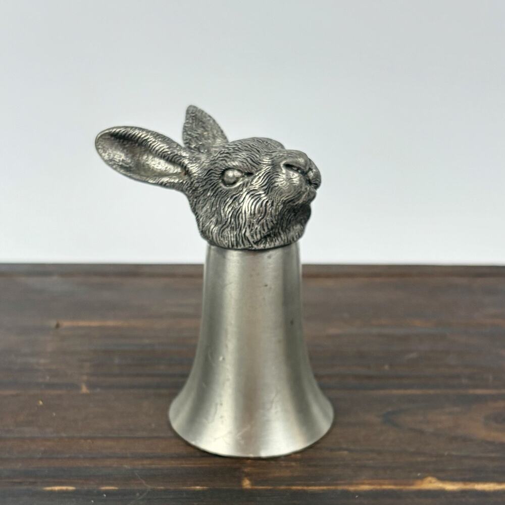Shirley Pewter Rabbit Head Stirrup Cup Woodland Hunting Animal Hare 3.25” Tall